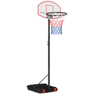 Canasta de Baloncesto para Exterior con Tablero de Dardos Aro de Baloncesto Portátil con Altura Ajustable 210-247 cm Ruedas Base Rellenable para Adolescentes y Adulto Negro
