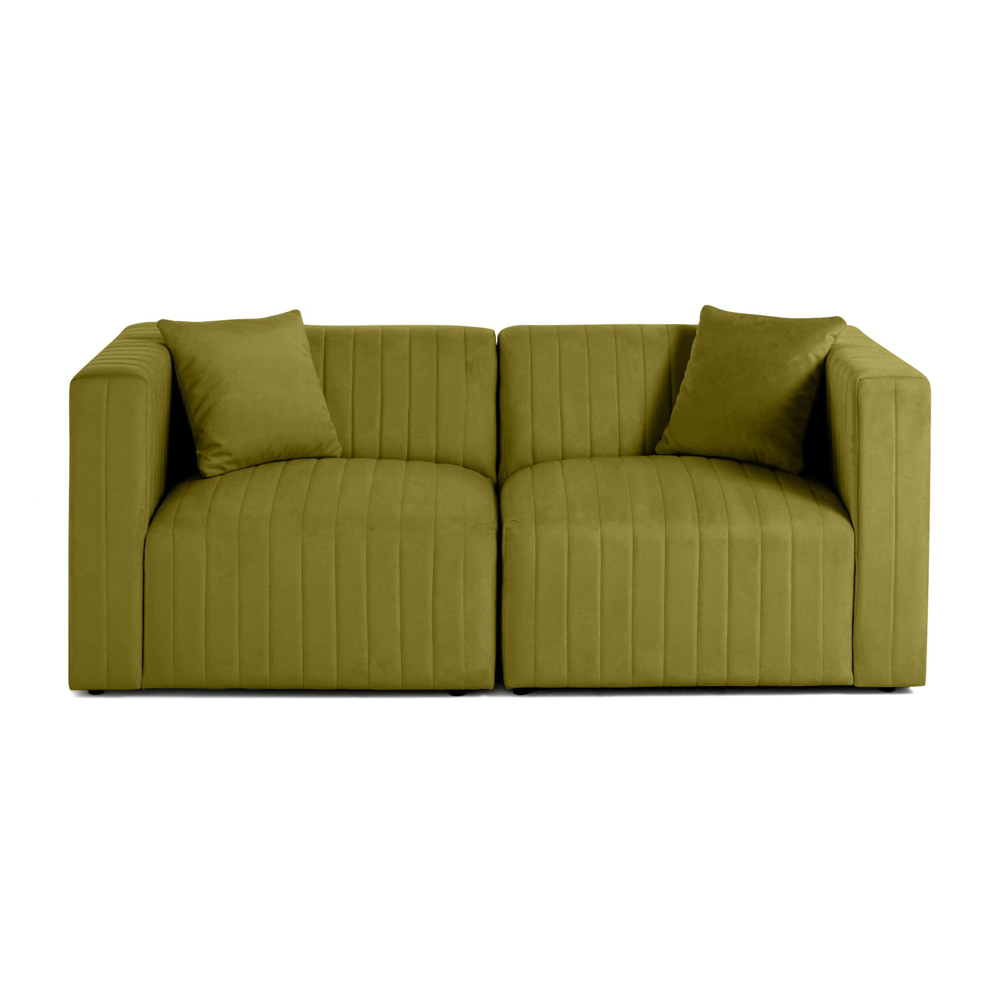 Nova - canapé modulable 2 places - en velours - Vert Olive