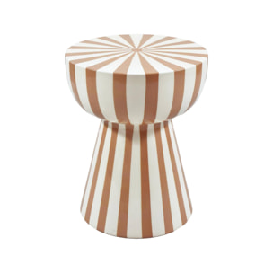 Table d'appoint, bout de canapé, table de chevet, acier émaillé rayures bicolores Ø34 x H41cm ZIGGY