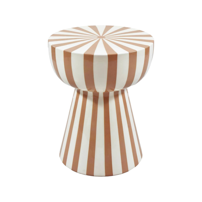 Table d'appoint, bout de canapé, table de chevet, acier émaillé rayures bicolores Ø34 x H41cm ZIGGY