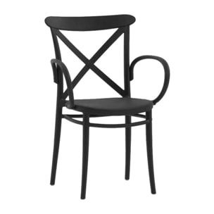 Set di 4 sedie RIO in polipropilene antracite con braccioli, impilabili