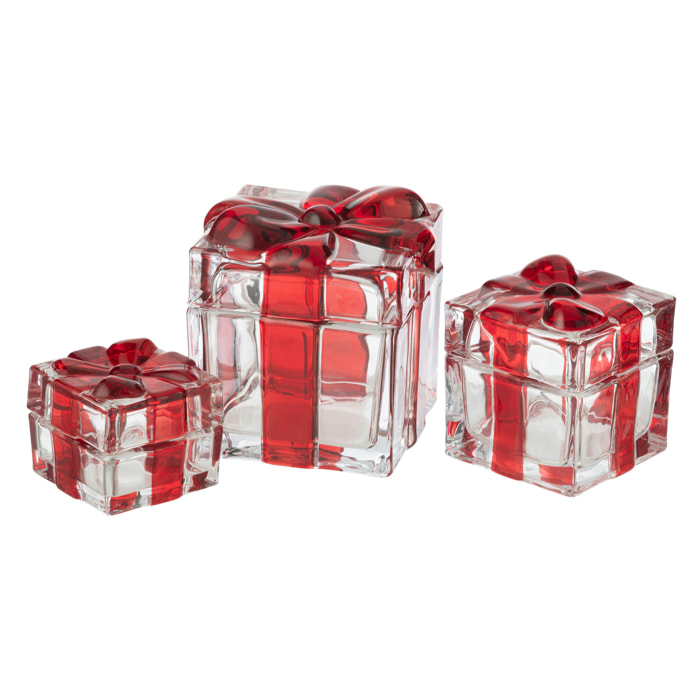 J-Line pot de conservation/photophore Cadeau- verre - rouge - large