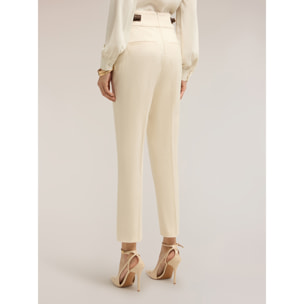 Motivi - Pantalones regular con motivo hebillas laterales - Beige