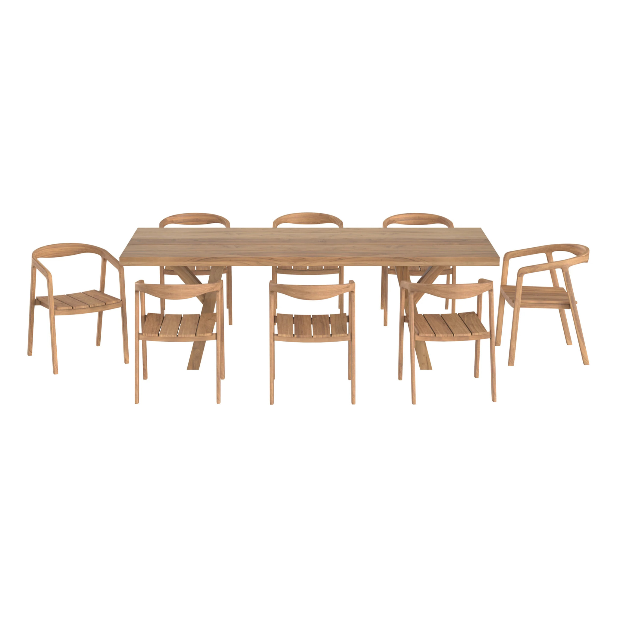 Table et chaises de jardin 8 personnes en teck massif - Soraya