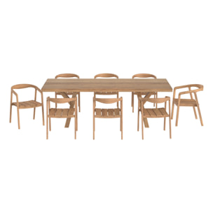 Table et chaises de jardin 8 personnes en teck massif - Soraya