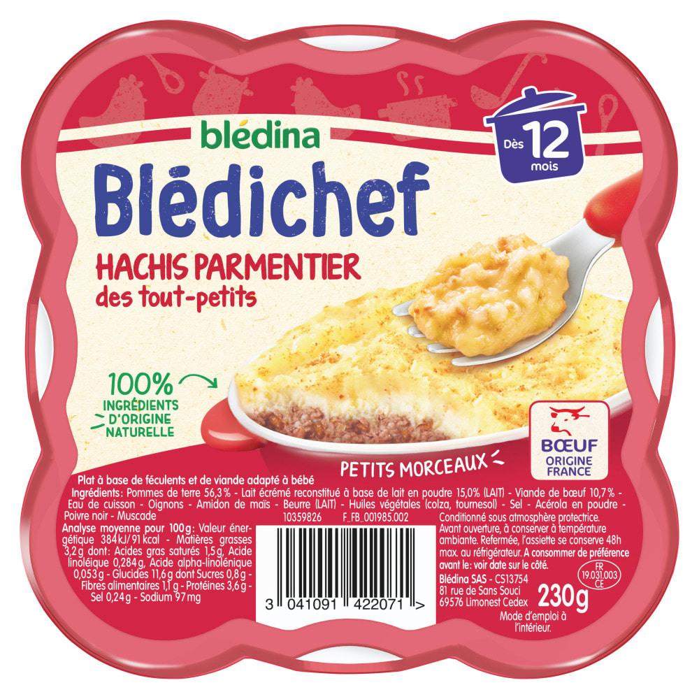 9 Assiettes Hachis Parmentier des tout-petits (9x230g) - Blédichef Dès 12 Mois