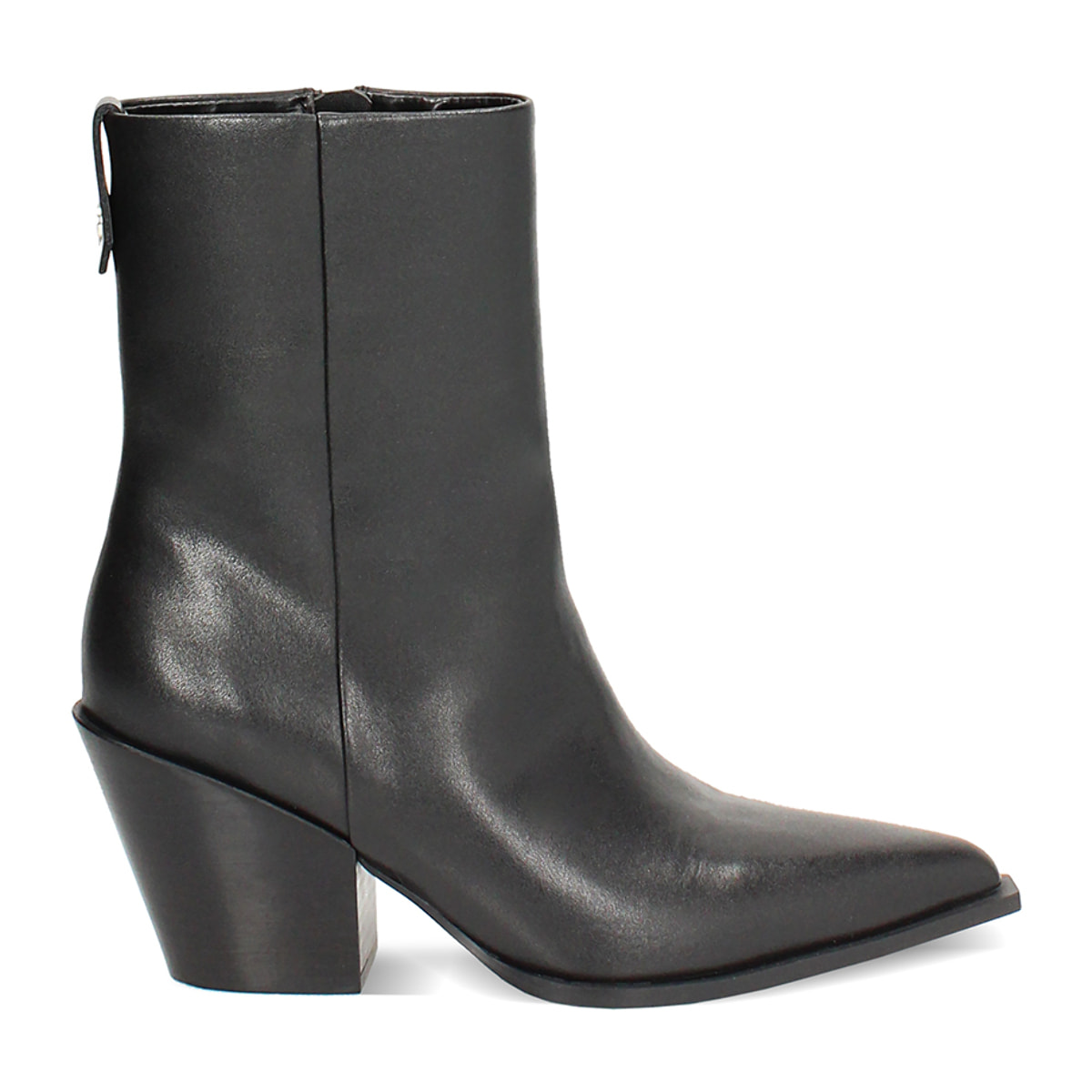 Tronchetti neri in vera pelle con tacco 7,4 cm