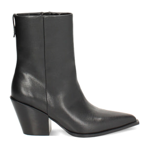 Tronchetti neri in vera pelle con tacco 7,4 cm