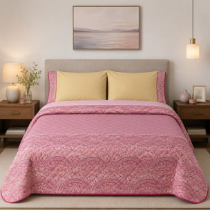 BASSETTI Completo letto in cotone Made in Italy_Matrimoniale_Mosaico Rosa
