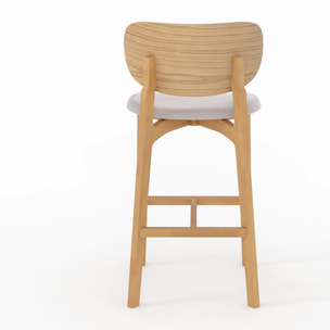 Lot de 2 chaises pour îlot central 66 cm en bois et tissu beige - Aria