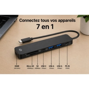 Hub ESSENTIELB 7 en 1 USB C noir