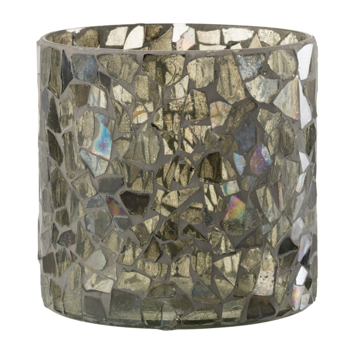 J-Line photophore Mosaique - verre - gris/vert - large