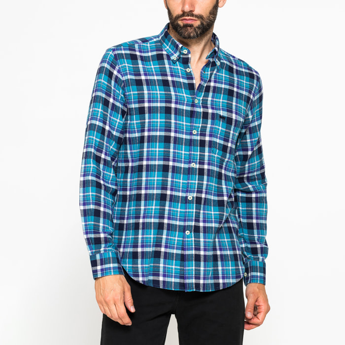 CAMICIA FANTASIA TINTO FILO IN FLANELLA LEGGERA