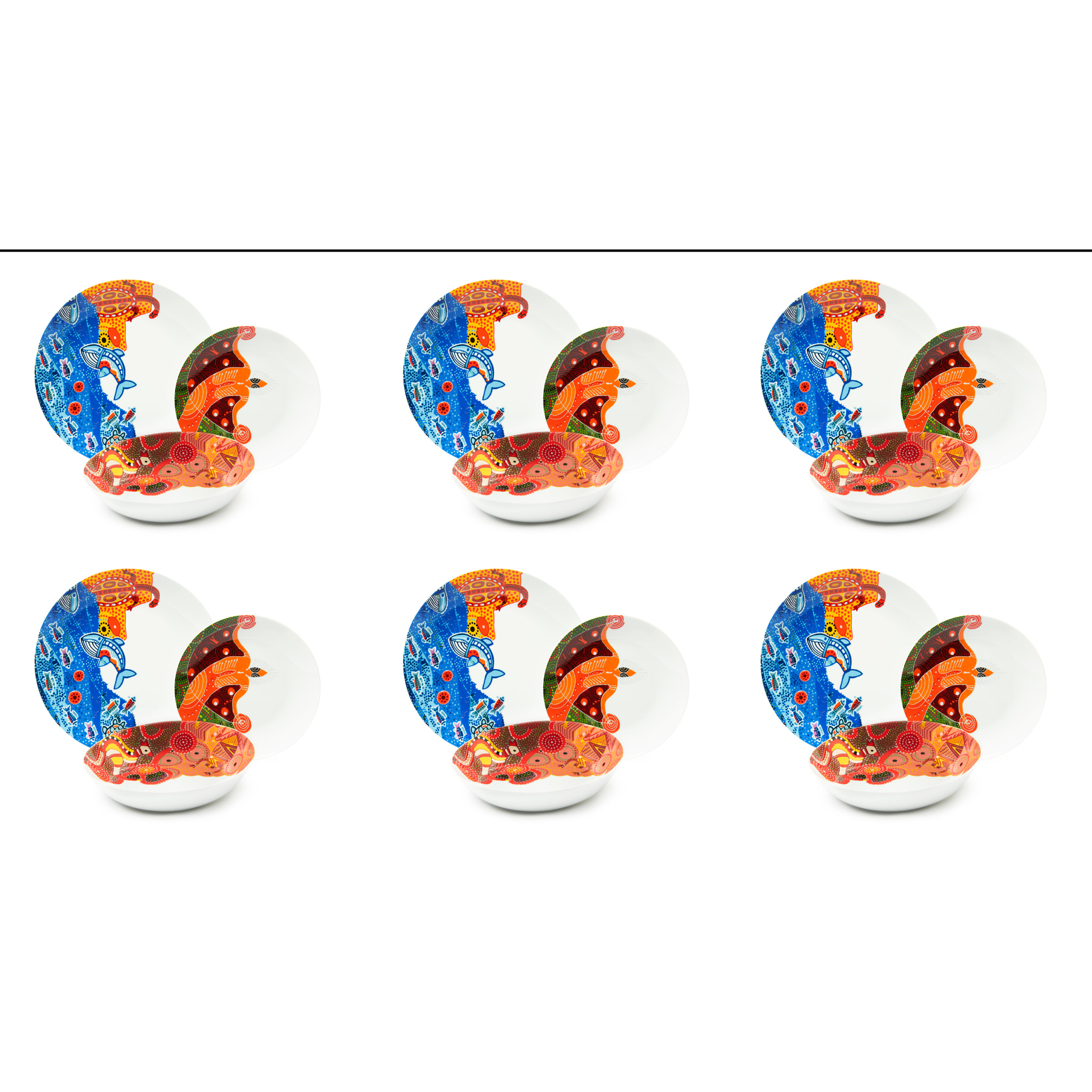 Service de table 18 pièces Excelsa – Australian, Porcelaine Multicolore