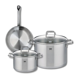 Ensemble de 1 Poêle de cuisson 24 cm et 2 faitouts 20 et 26 cm Elo Profi Citrin