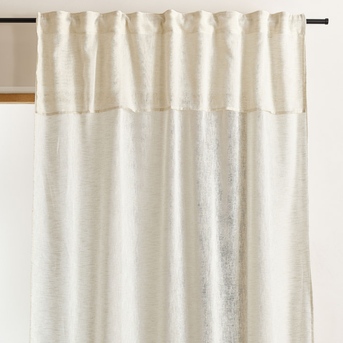 Voilage accroche 3 en 1  avec volant - Lin