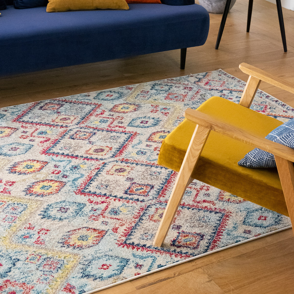Anatolia - Tapis de salon vintage en laine artificielle, multicolore