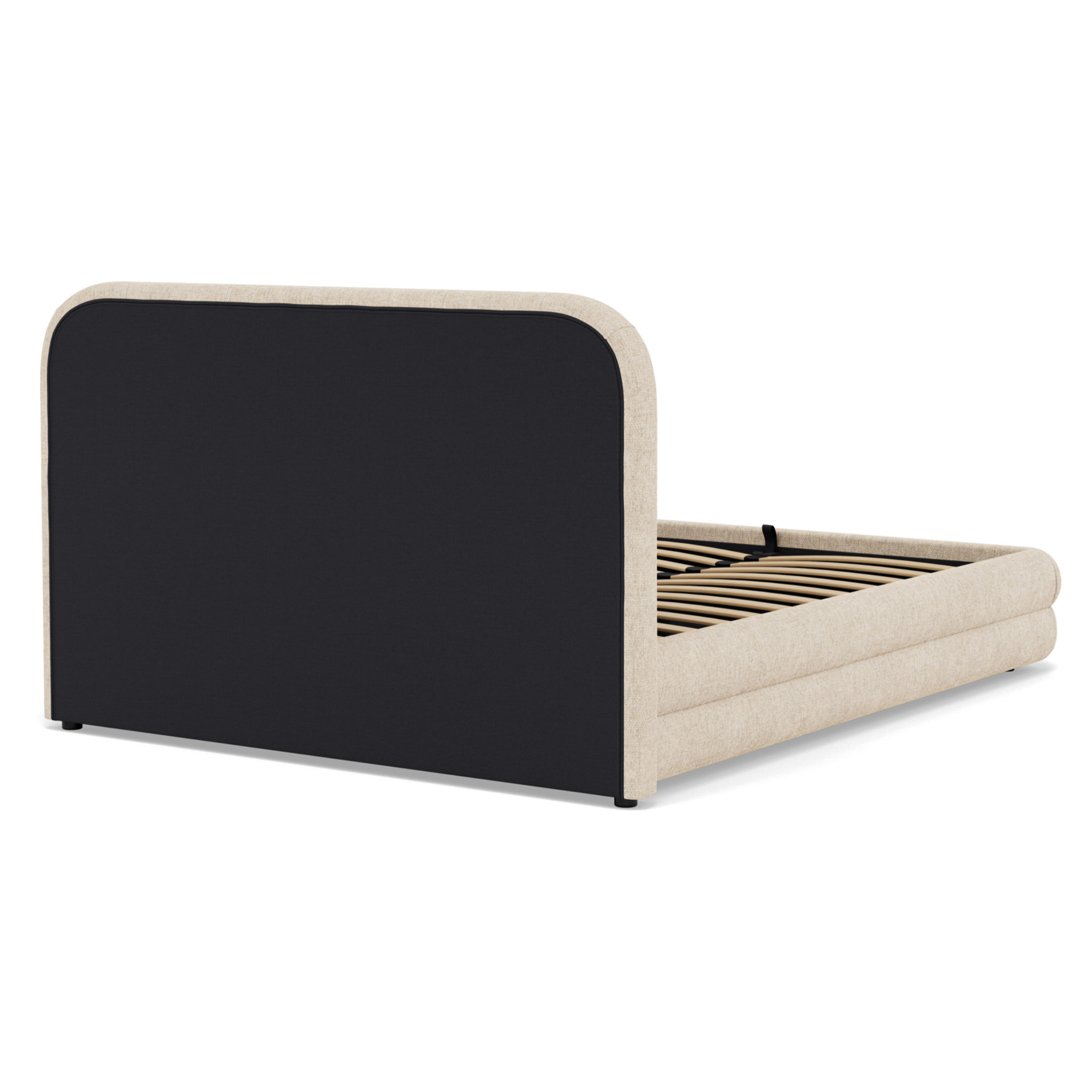 Babel - lit coffre - 160x200 cm - en velours texturé - sommier inclus - Beige