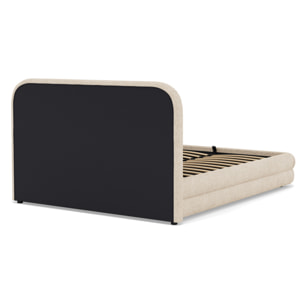 Babel - lit coffre - 160x200 cm - en velours texturé - sommier inclus - Beige