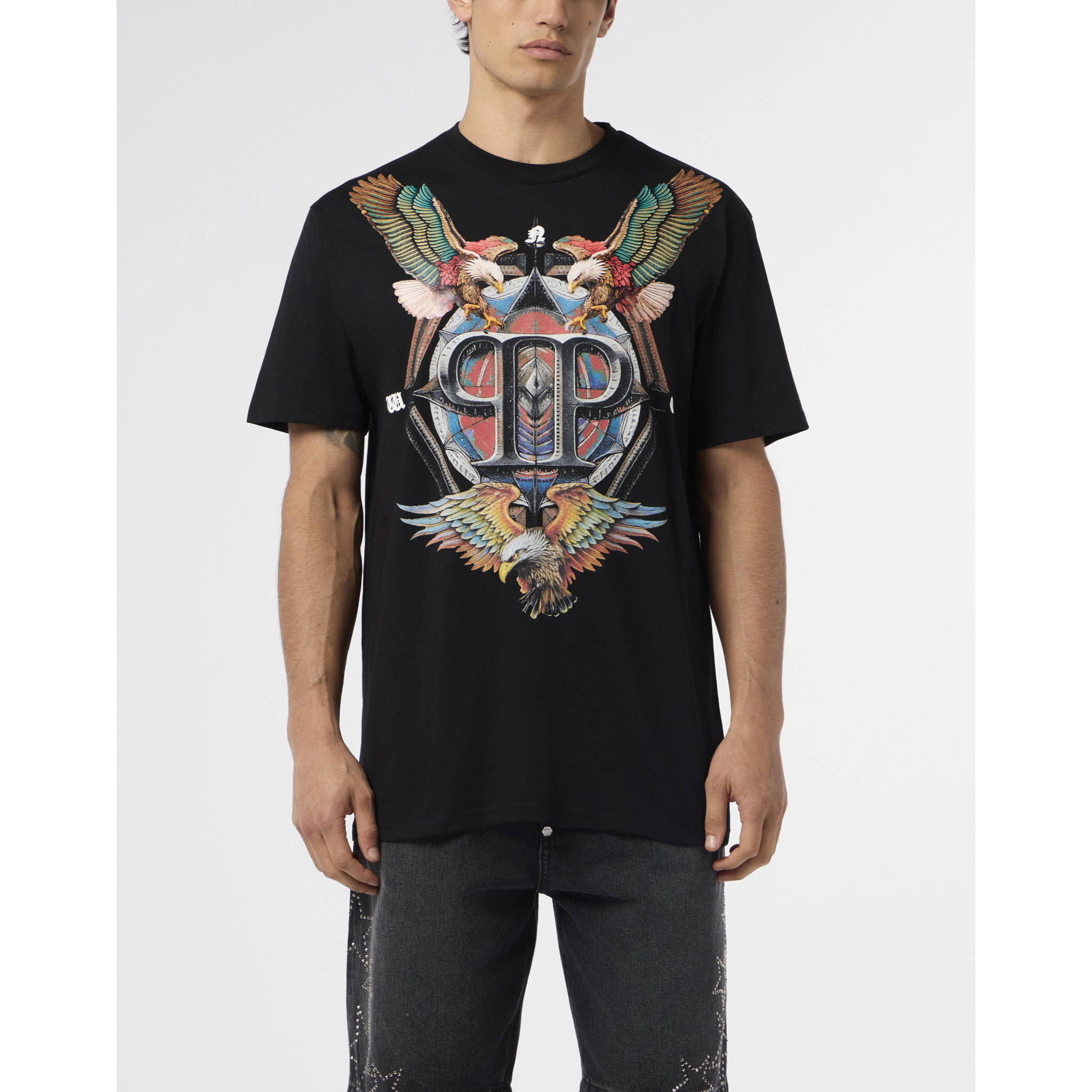 PHILIPP PLEIN Round Neck T-Shirt Eagle Tattoo