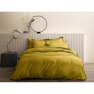 Housse De Couette 100% Satin de Coton lavé 105 Fils Bronze