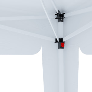 Gazebo Pieghevole Impermeabile 3 x 3 M Da Giardino Con 4 Sacche Pesi Sacca Trasporto Chiusura Fisarmonica Struttura Acciaio Copertura 160 gr/m² Bianco