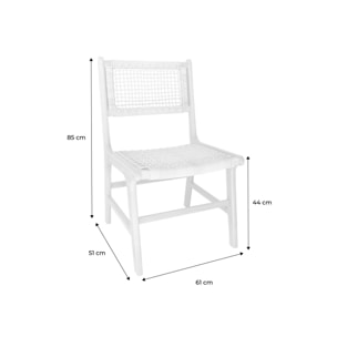 Lot de 4 chaises de jardin Ocara. cannage et bois. L 61 x 51 x 85cm