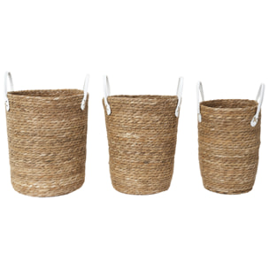 Panier Tresse Anses Imitation Cuir X3