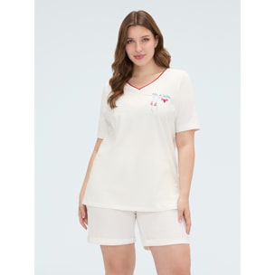 Fiorella Rubino - Camiseta de algodón con estampado y lettering - Blanco