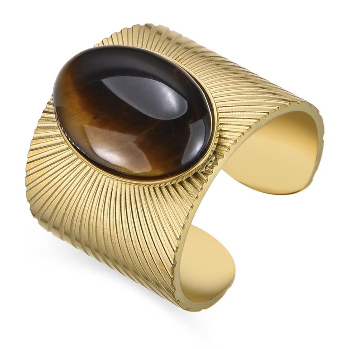 Anillo con Ojo de Tigre acabado oro 18k