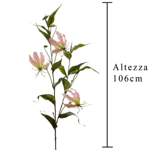 Ramo Di Gloriosa Lilium. Altezza 106 Cm - Pezzi 3 - 25X106X21cm - Colore: Rosa - Bianchi Dino - Fiori Artificiali