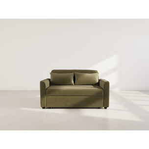 Ernest - Canapé droit 2 places convertible en velours côtelé - Vert