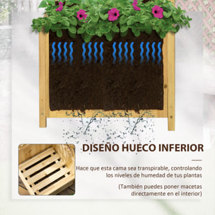 Jardinera con Enrejado de Madera Macetero Exterior para Esquina Jardinera Elevada para Plantas Trepadoras en Patio Terraza 40x40x145 cm Natural