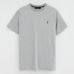 Pack hombre de tres camisetas azul marino, blanca y gris vigoré de manga corta y bordado Rigby Go