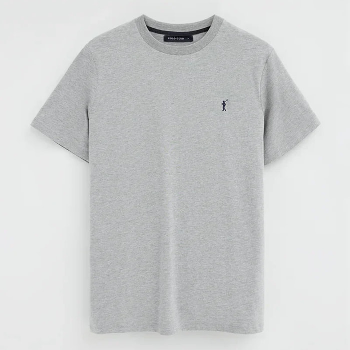 Pack hombre de tres camisetas azul marino, blanca y gris vigoré de manga corta y bordado Rigby Go
