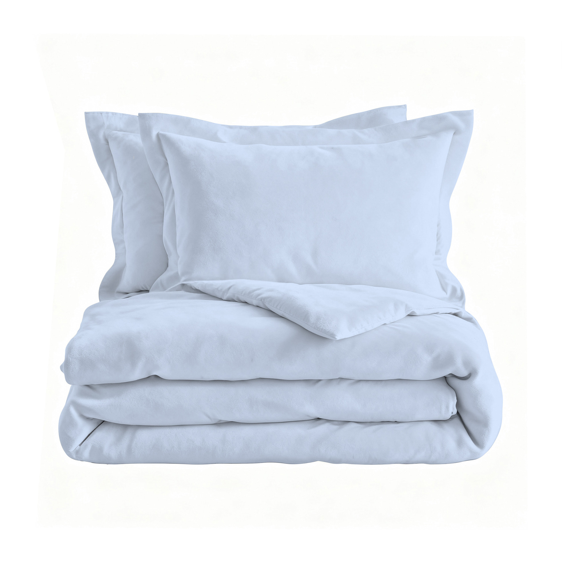 PARURE COPRIPIUMINO RASO CLOE, 100% Raso di Cotone, Made in Italy - AZZURRO