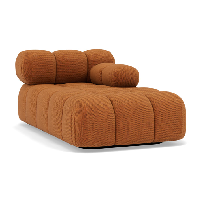Ruby - module d'assise méridienne droite en velours texturé - Terracotta