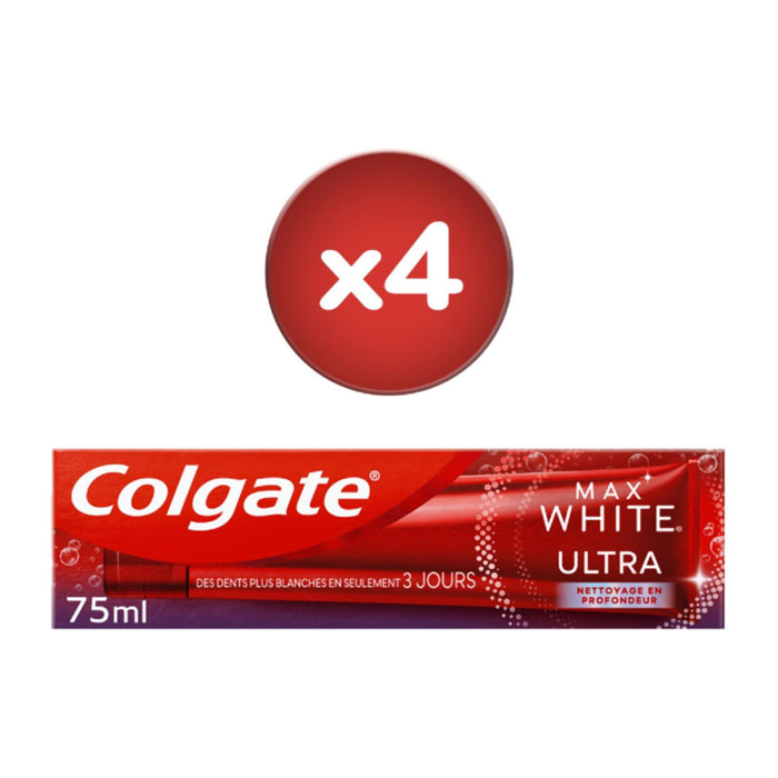 Pack de 2 - Dentifrice Colgate Max White ultra Nettoyage en profondeur