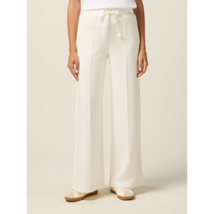 Oltre - Pantaloni palazzo con micro borchie - Bianco