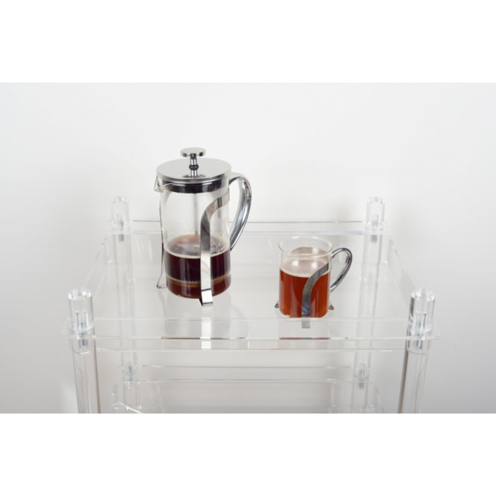 Cafetière en verre avec déco en métal argent 9x9x18cm