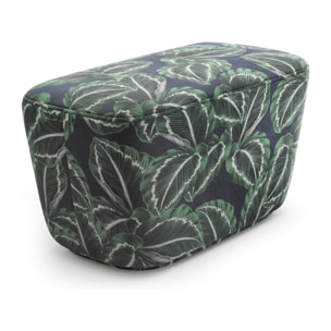 Pouf "Triana" en velours motif de la jungle