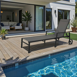 Transat à roulettes en aluminium noir STOCKHOLM