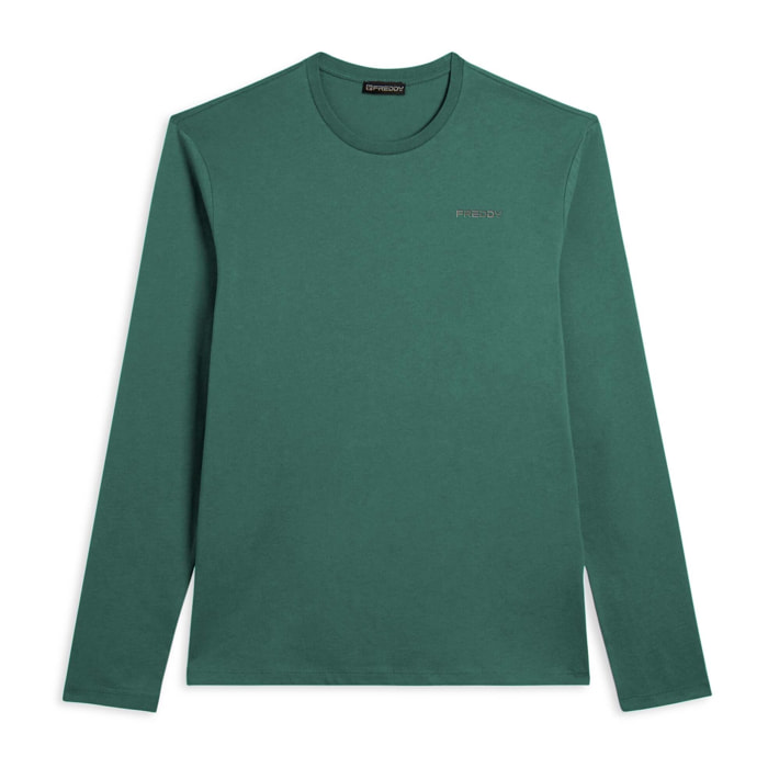 T-shirt manica lunga in cotone con logo lato cuore