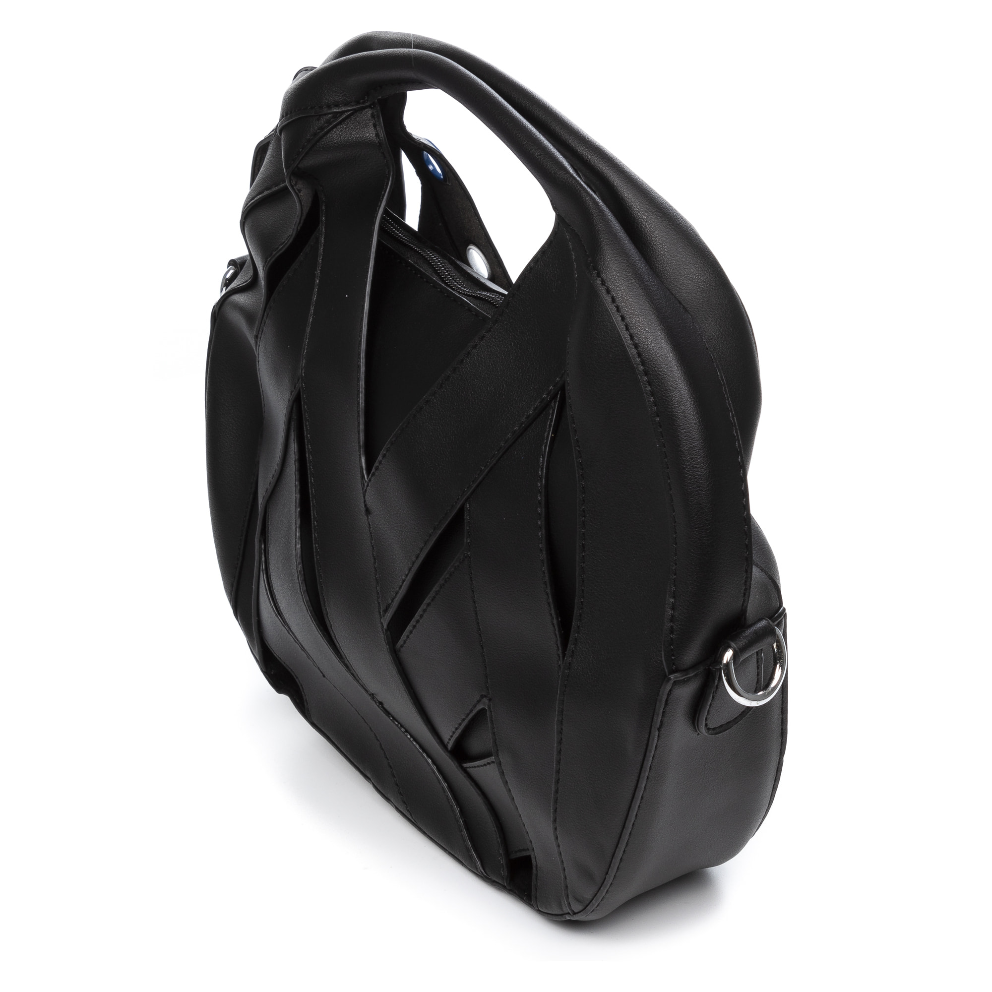 IRIA QUINTANA Amalfitana Borsa a mano da donna. Tessuto in pelle sintetica PU 34x8x24 cm. Colore nero