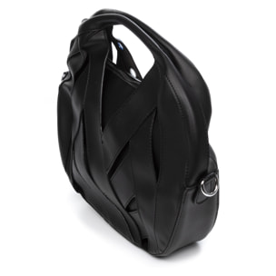 IRIA QUINTANA Amalfitana Borsa a mano da donna. Tessuto in pelle sintetica PU 34x8x24 cm. Colore nero
