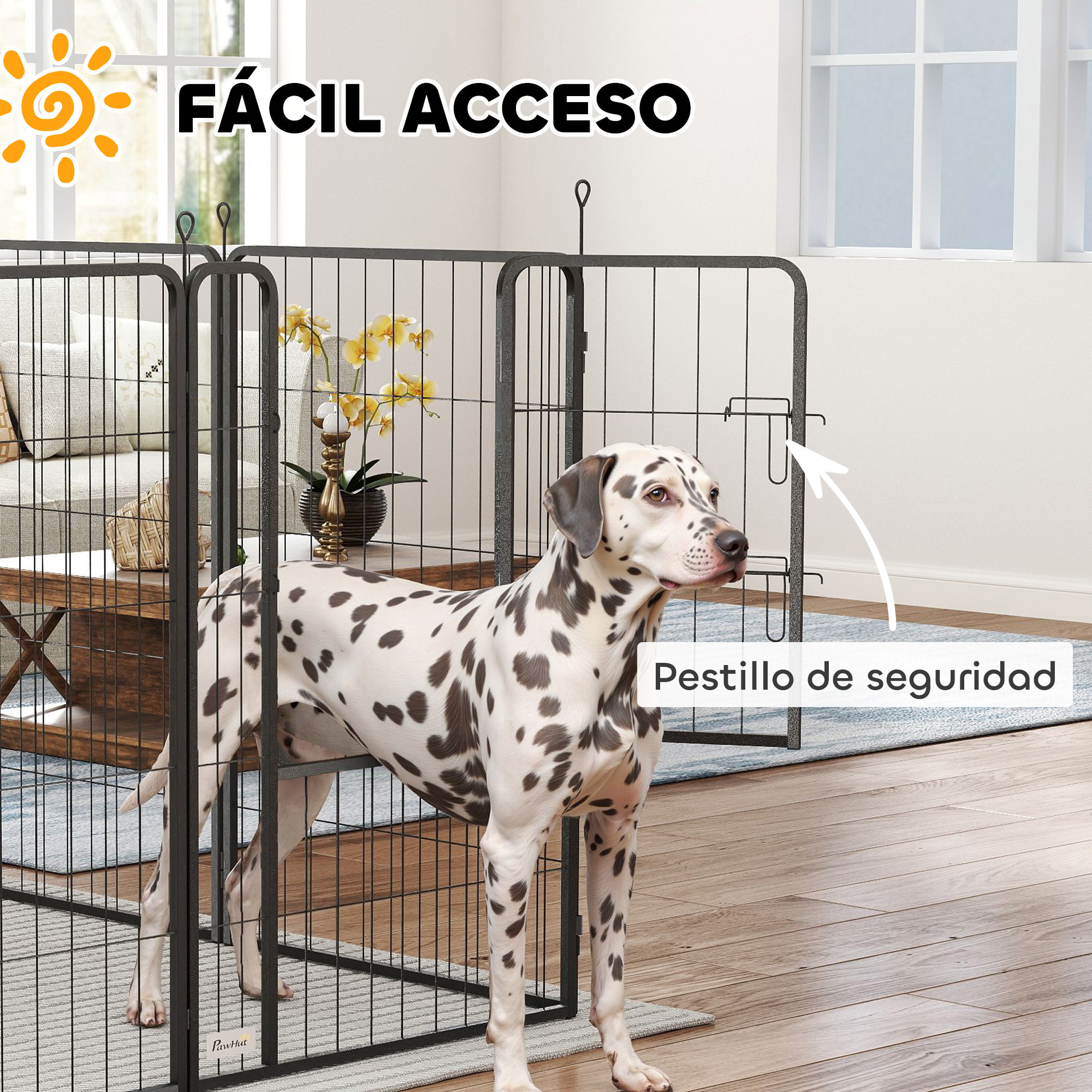 Parque para Perros de 12 Paneles de 100 cm de Altura, Vallas para Perros de Acero Resistente Plegable, con Puertas, para Interior y Exterior, Negro