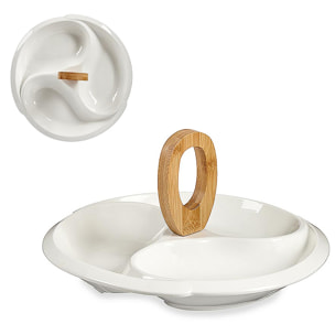 Vassoio per stuzzichini con manico in bambù.