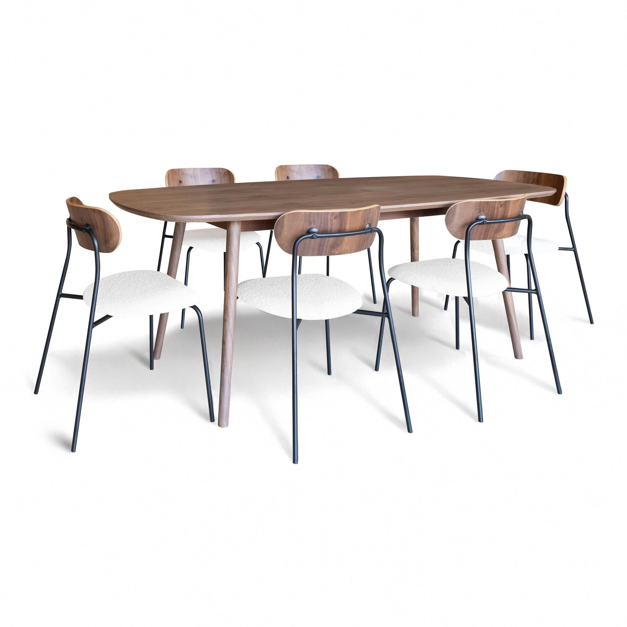 Ensemble table rectangulaire et 6 chaises écru CALLAO