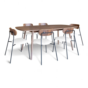 Ensemble table rectangulaire et 6 chaises écru CALLAO