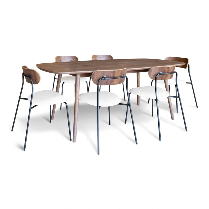 Ensemble table rectangulaire et 6 chaises écru CALLAO